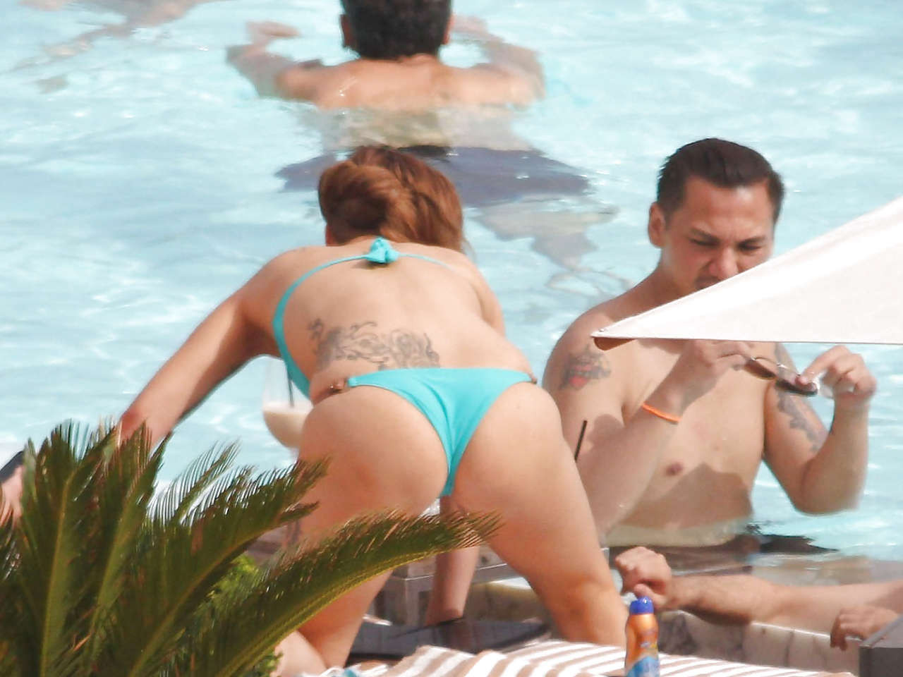 Lady Gaga shows sexy body and nice ass in bikini on pool #75225874