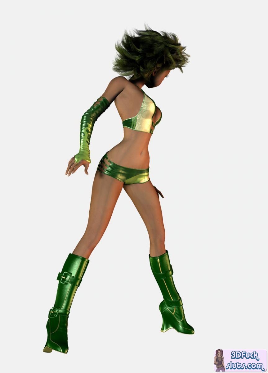 3d toons mit grünem verrücktem Haar
 #69690966