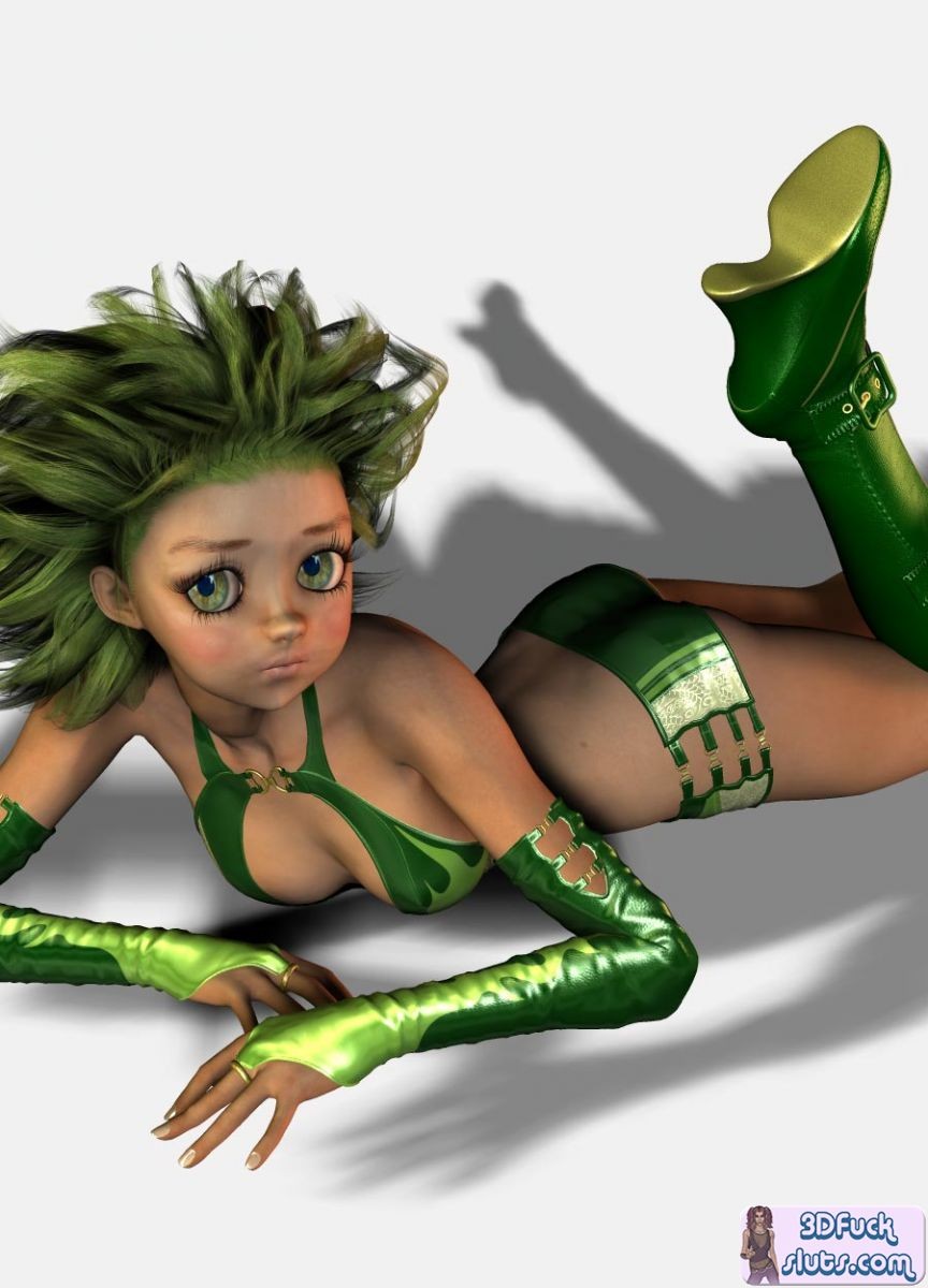 3d toons mit grünem verrücktem Haar
 #69691014