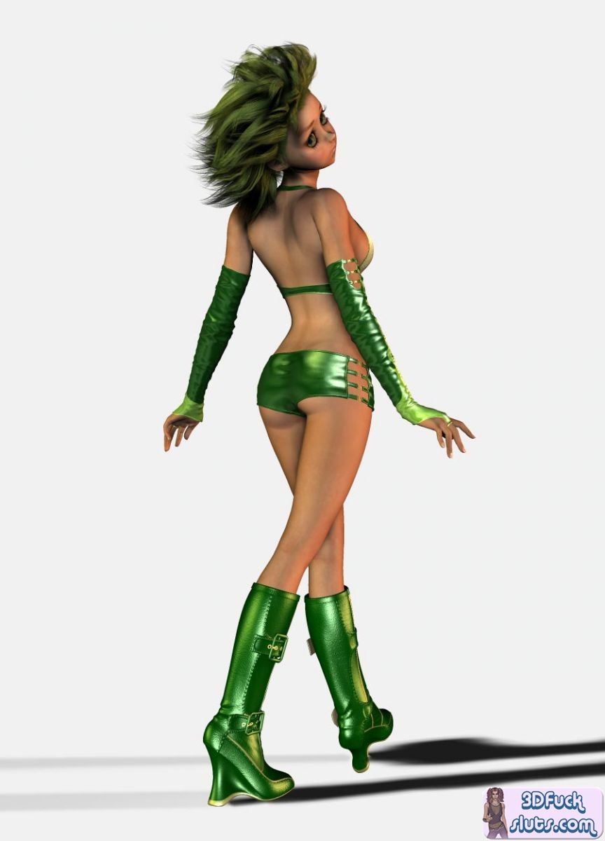 3d toons mit grünem verrücktem Haar
 #69691037
