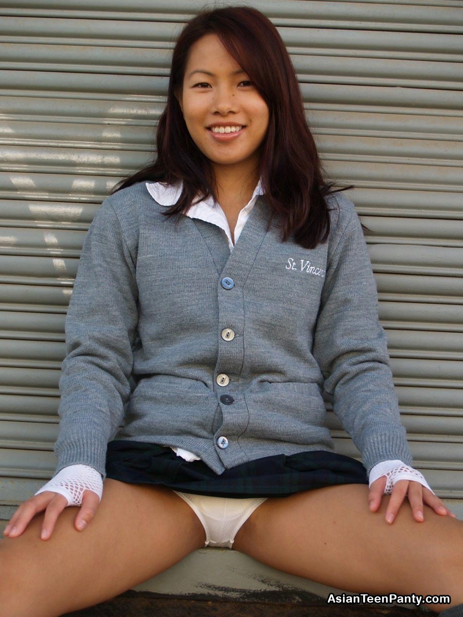 Asian schoolgirl outdoors