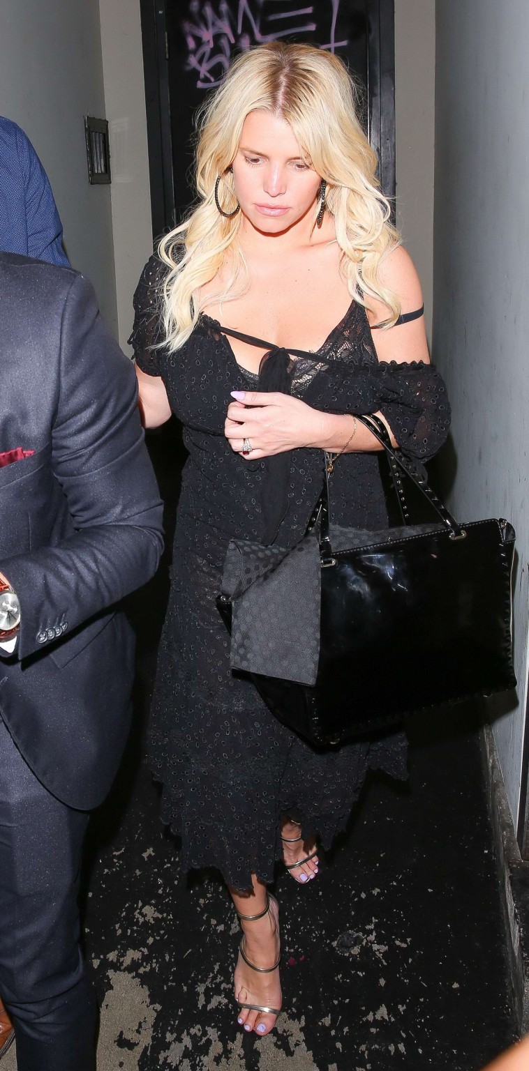 Jessica Simpson wardrobe malfunction while stumbling out of Sayers Club in Holly #75162351