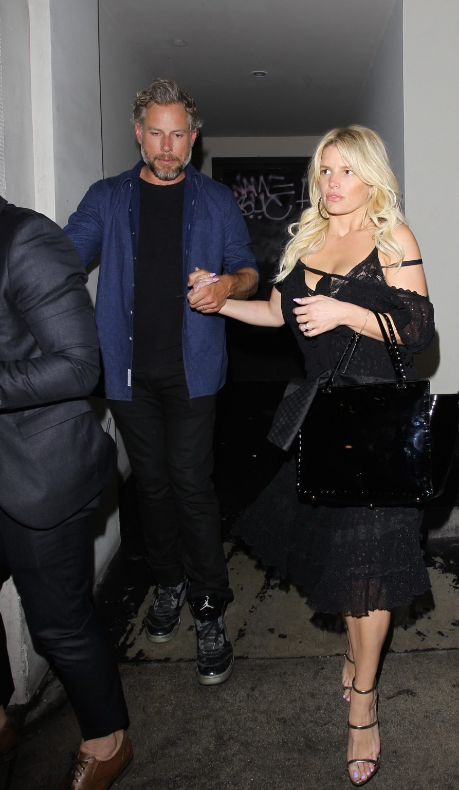 Jessica simpson wardrobe malfunction while stumbling out of sayers club in holly
 #75162375