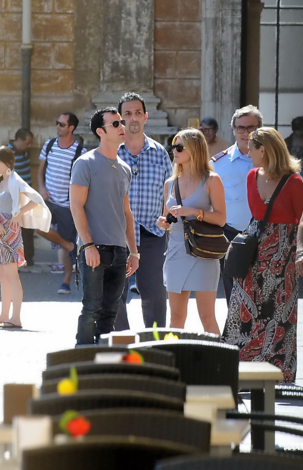 Jennifer Aniston showing pokies and leggy on the set of We're the Millers and on #75255479