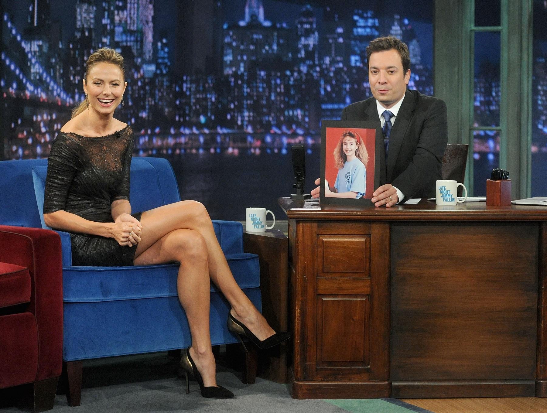 Stacy Keibler leggy  busty wearing a black mini dress on the Late Night with Jim #75224021
