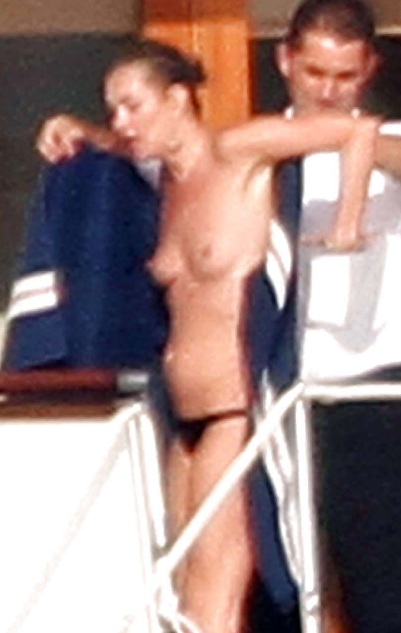 Kate Moss topless jumping from yach and showing her panties paparazzi shoots #75290700