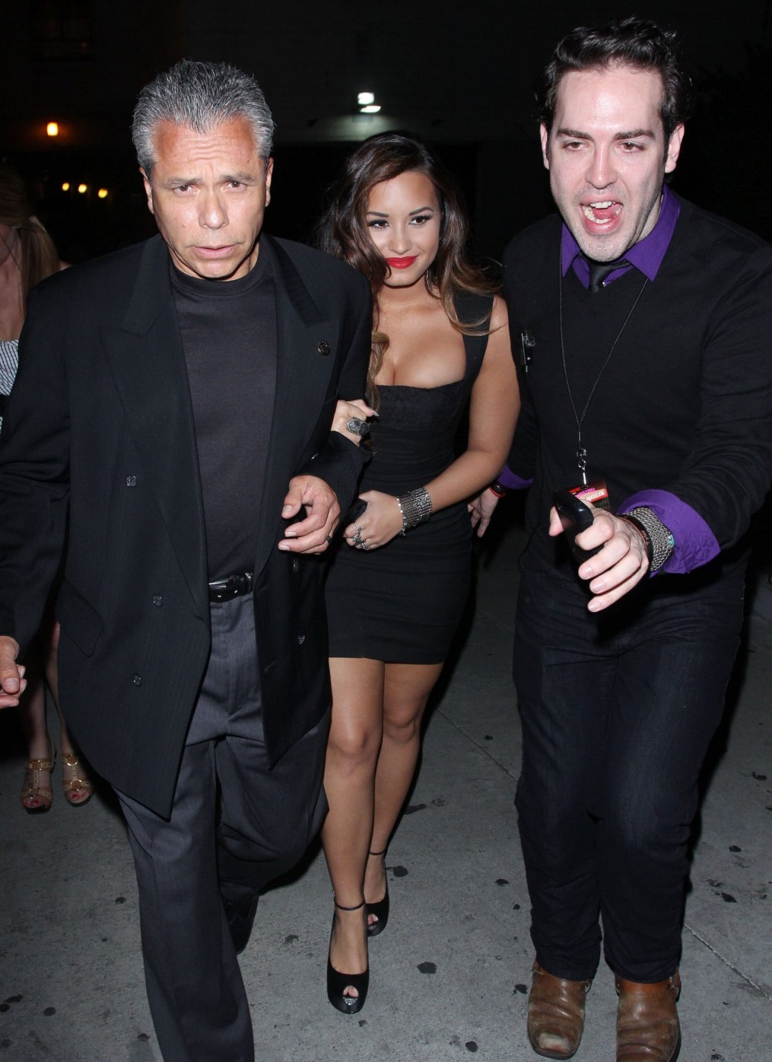 Demi Lovato shows huge cleavage in low cut black dress heading to MTV's VMA Pre  #75290190