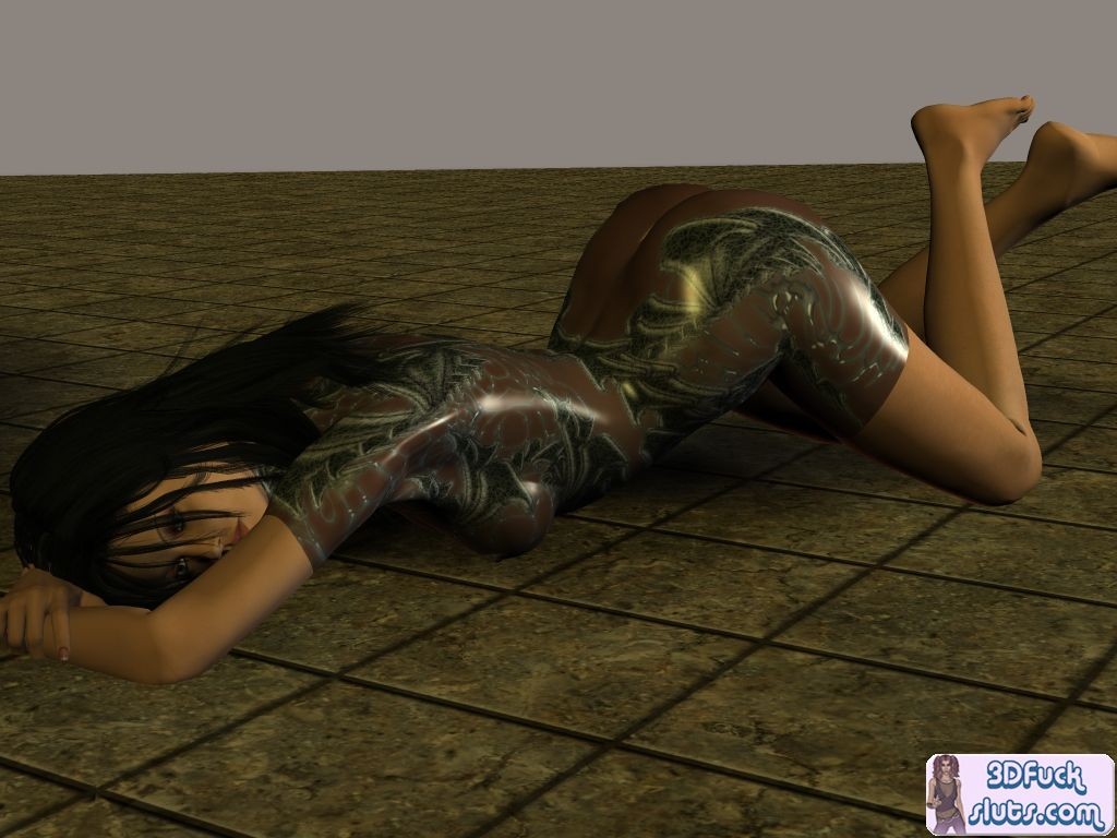 光沢のある衣装を着た3Dスラット
 #69687952