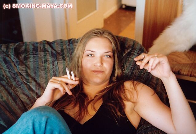 Amateur teen smoking cigarette #79054908