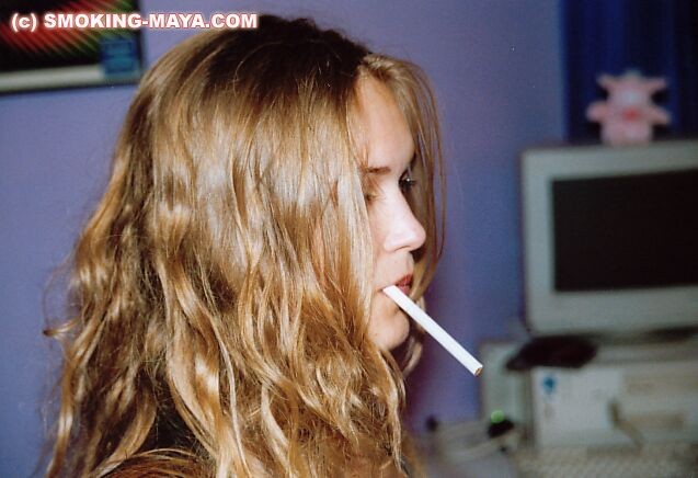 Amateur teen smoking cigarette #79054972