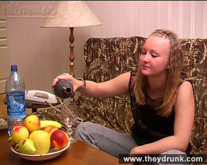 Drunk amateur teen blonde Tamara gets so excited drinking wine t #67426104