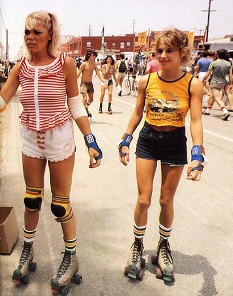 Two retro skater girls pleasing a dude #74040792