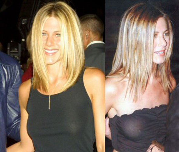 Jennifer Aniston exposed tits and see thru dress pictures #75439837