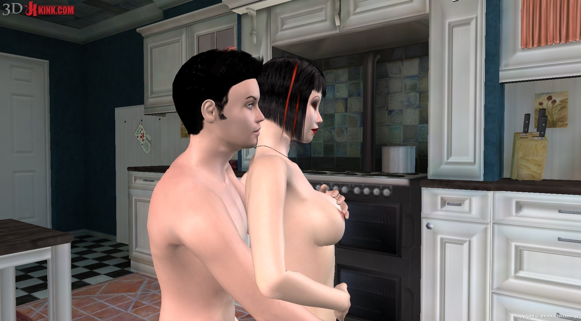 Sexe hardcore dans une cuisine créée dans un jeu sexuel virtuel fétichiste en 3d !
 #69588657