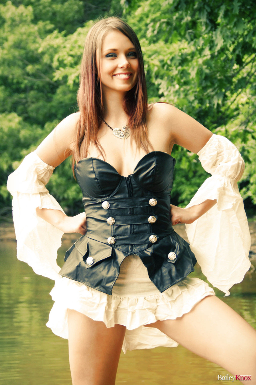 Petite chick Bailey in her sexy pirate dress with corset #74643525