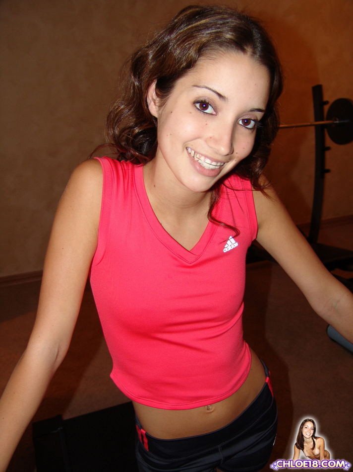 Petite tiny titted eighteen year old spreads pussy after workout #78646084