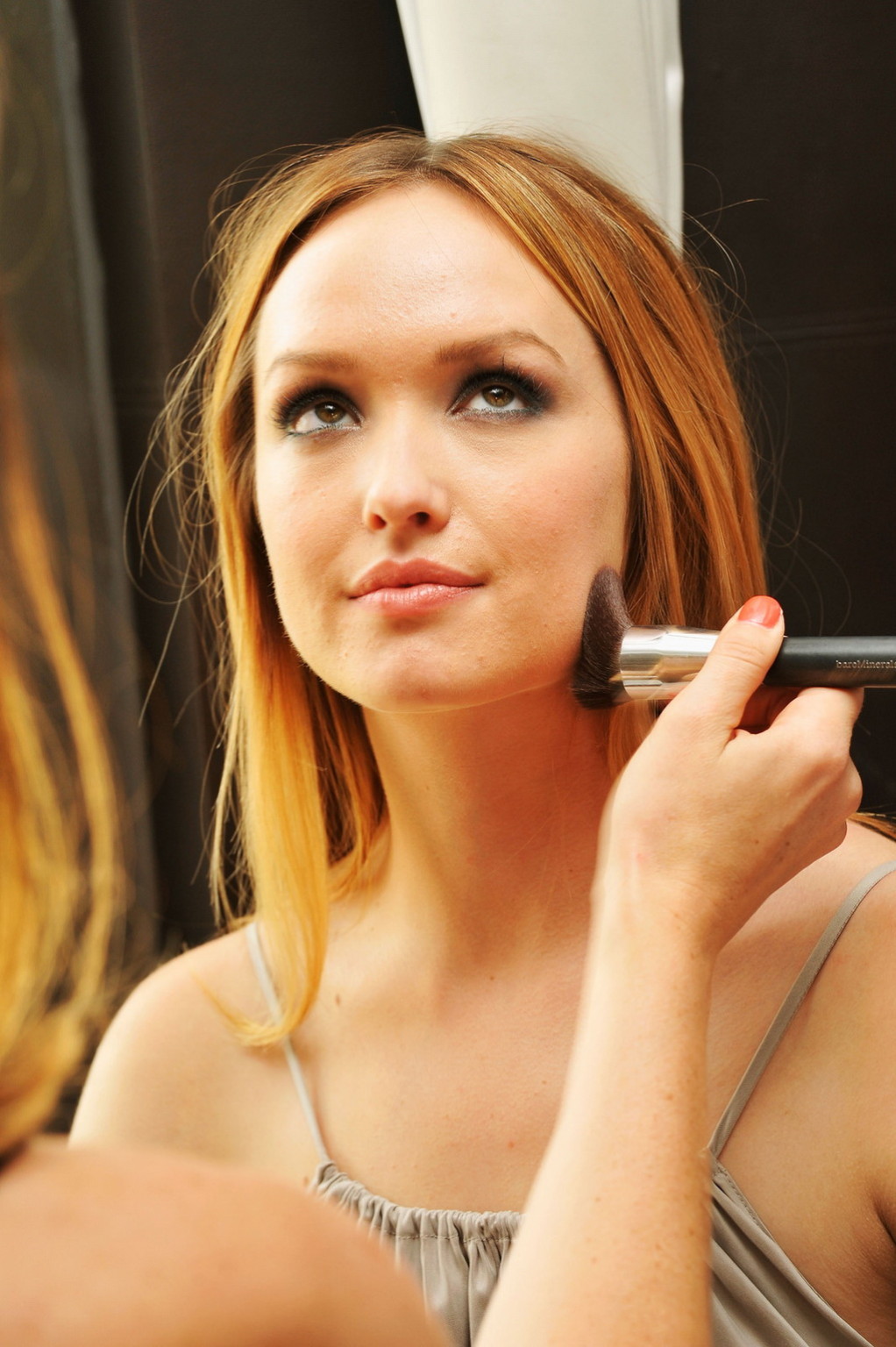 Kaylee DeFer showing side boob braless in bare-back dres at Rebecca Minkoff Spri #75252829