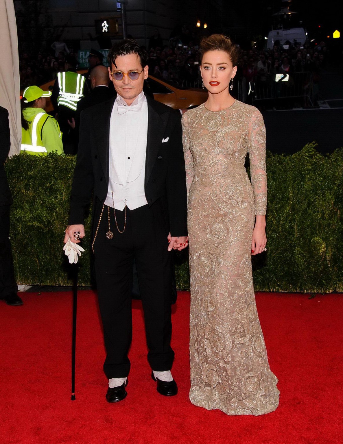 Amber Heard braless wearing a see through dress at the 2014 Met Gala in NY