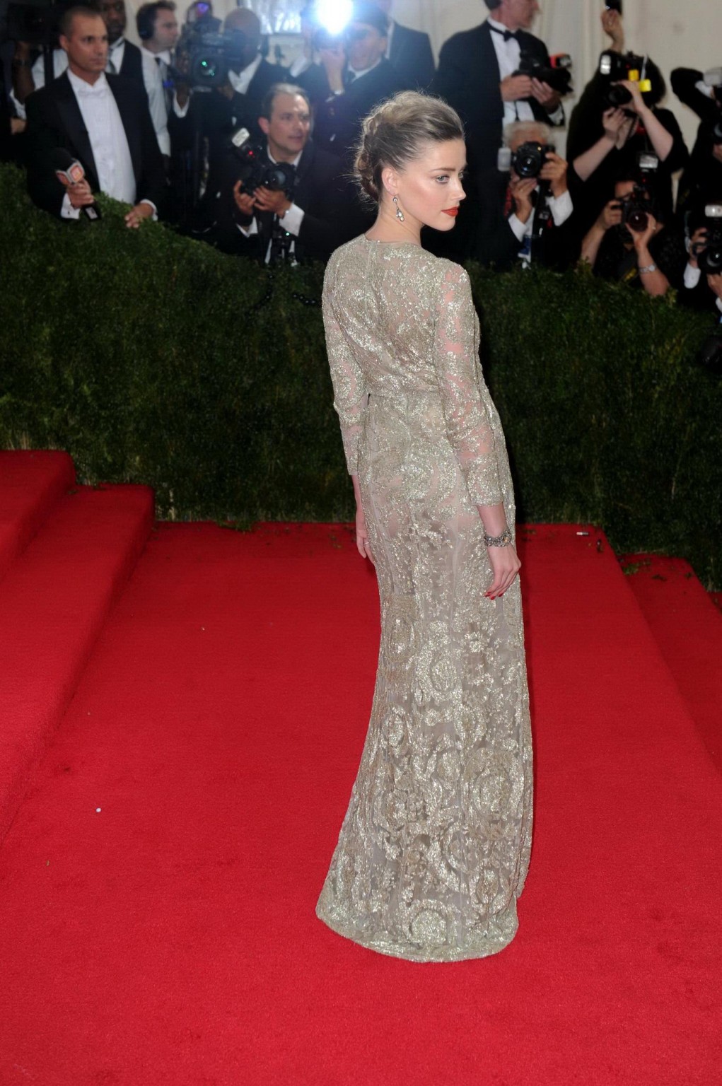 Amber Heard braless wearing a see through dress at the 2014 Met Gala in NY #75197579