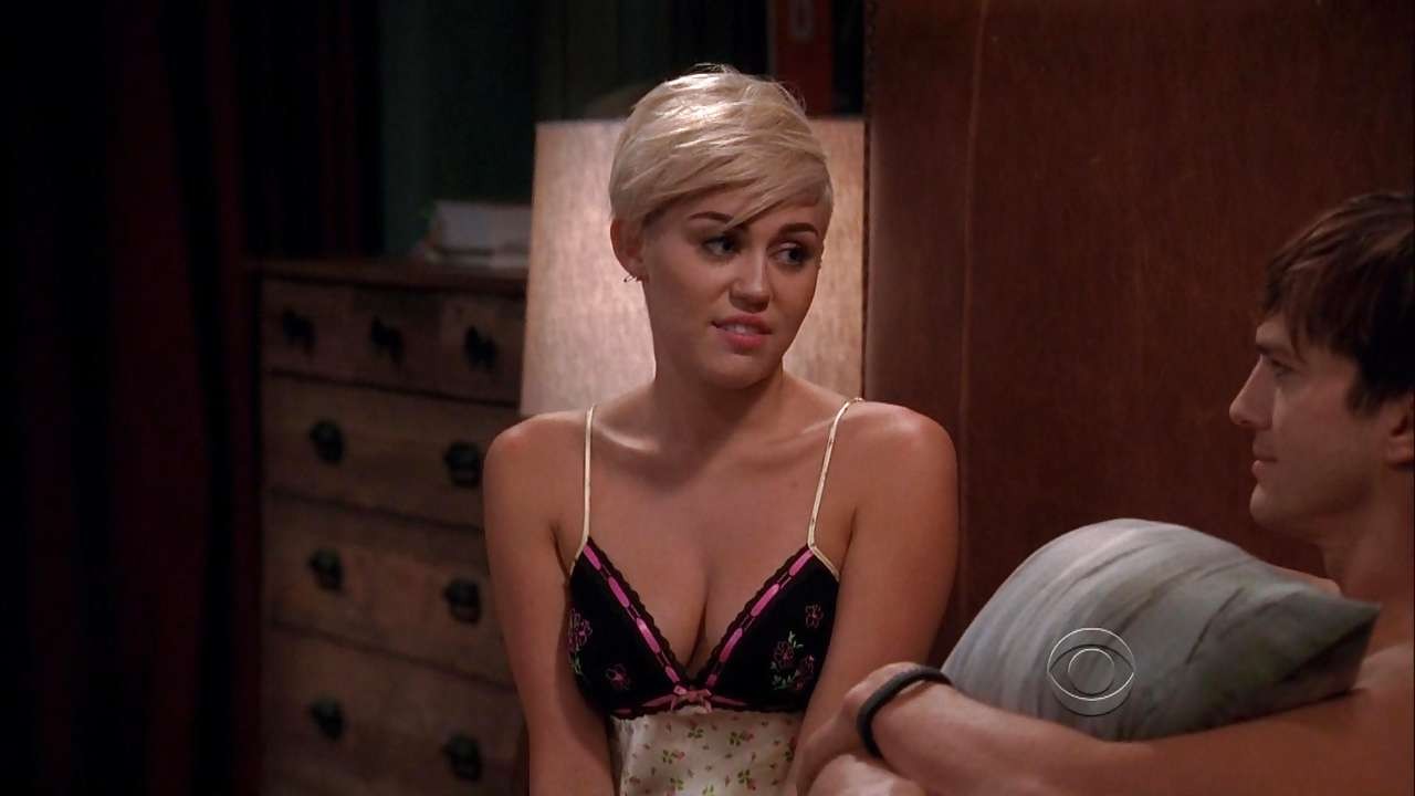 Miley Cyrus exposing huge cleavage and sexy ass in underwear #75250364