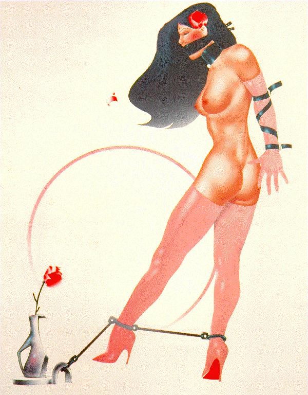 De belles femmes attachées par des cordes dans des œuvres d'art de bondage sexuel douloureux.
 #69653155