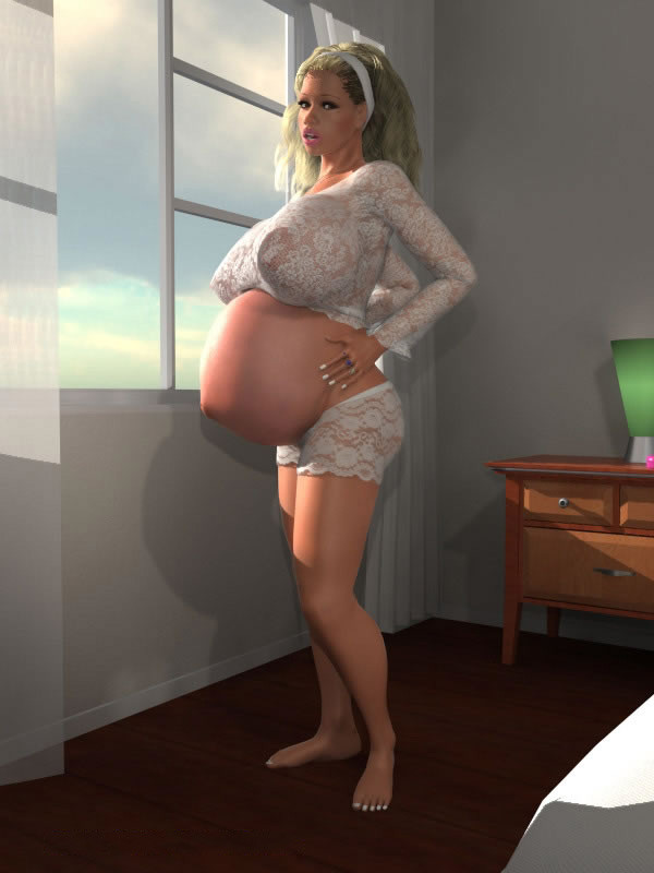 Schwangere 3d blonde Küken entblößt ihre großen Titten
 #67050252