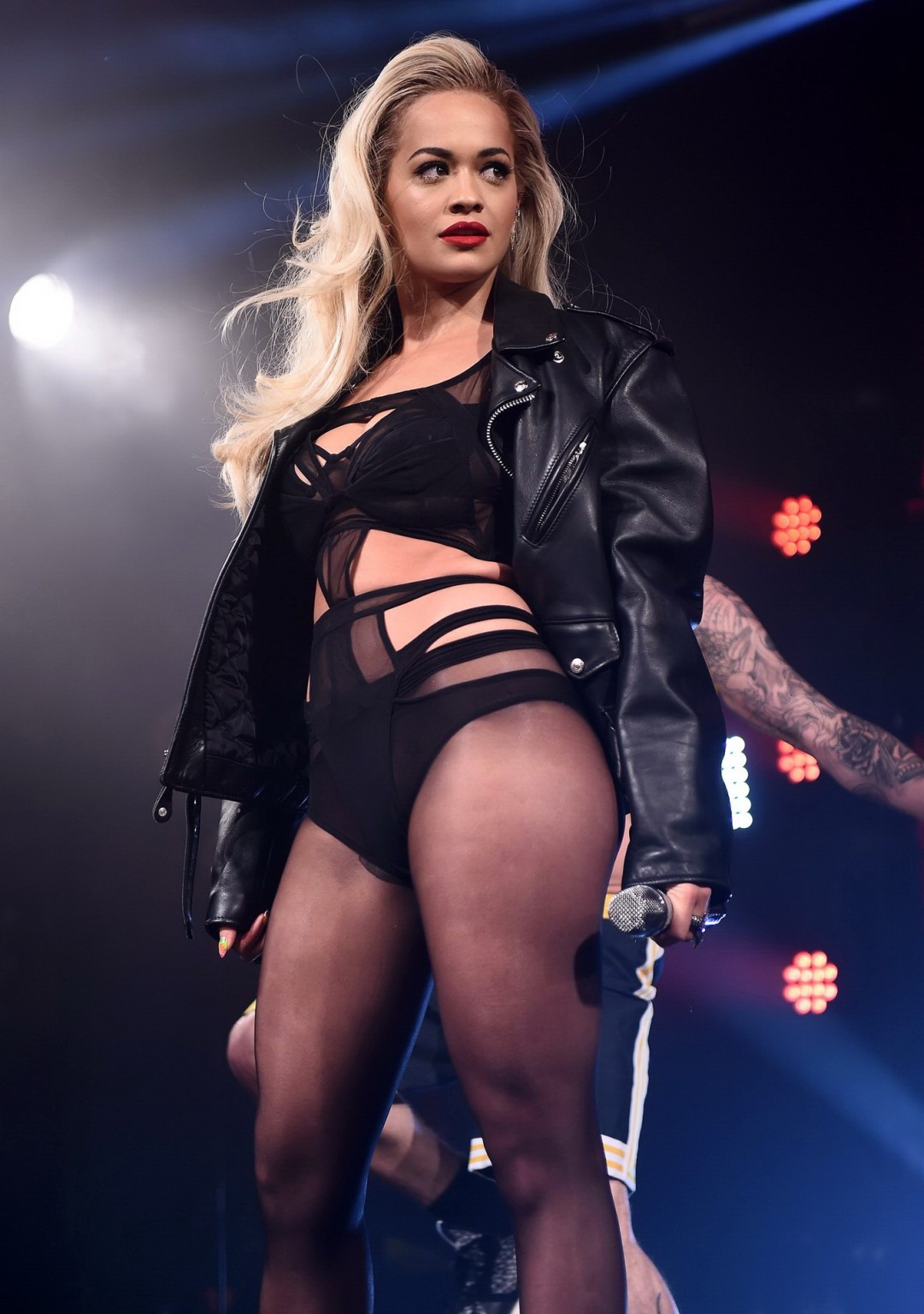 Rita Ora shows off her ass and cleavage in black bodysuit #75160108
