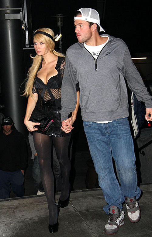 Paris Hilton looking very sexy in black stockings and mini skirt paparazzi pictu #75397049