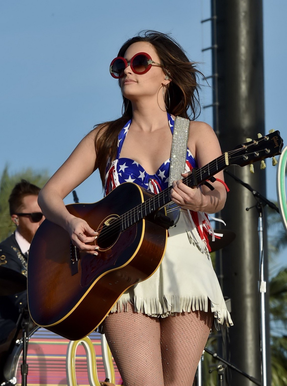 Kacey musgraves upskirt flashing panties and busty in bikini top at 2015 stageco
 #75165693