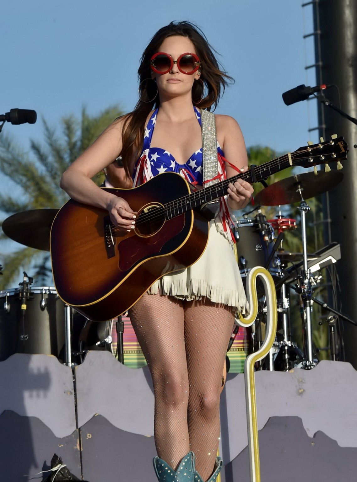 Kacey musgraves upskirt flashing panties and busty in bikini top at 2015 stageco
 #75165710