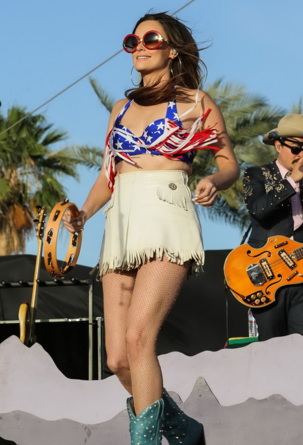 Kacey musgraves upskirt flashing panties and busty in bikini top at 2015 stageco
 #75165734