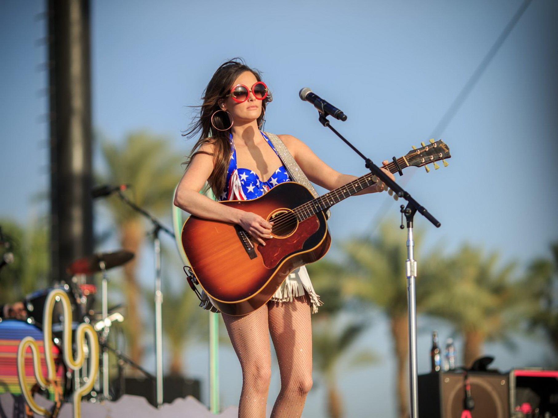 Kacey musgraves upskirt flashing panties and busty in bikini top at 2015 stageco
 #75165770