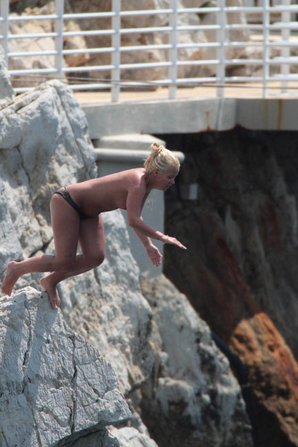 Lily Allen nipple slip and topless cliff jumping #75378454