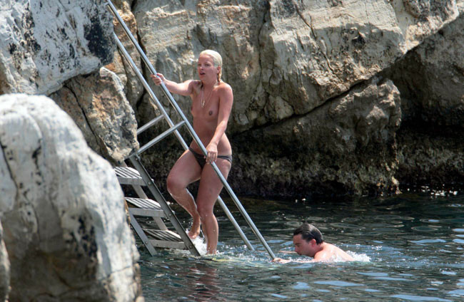 Lily Allen nipple slip and topless cliff jumping #75378482