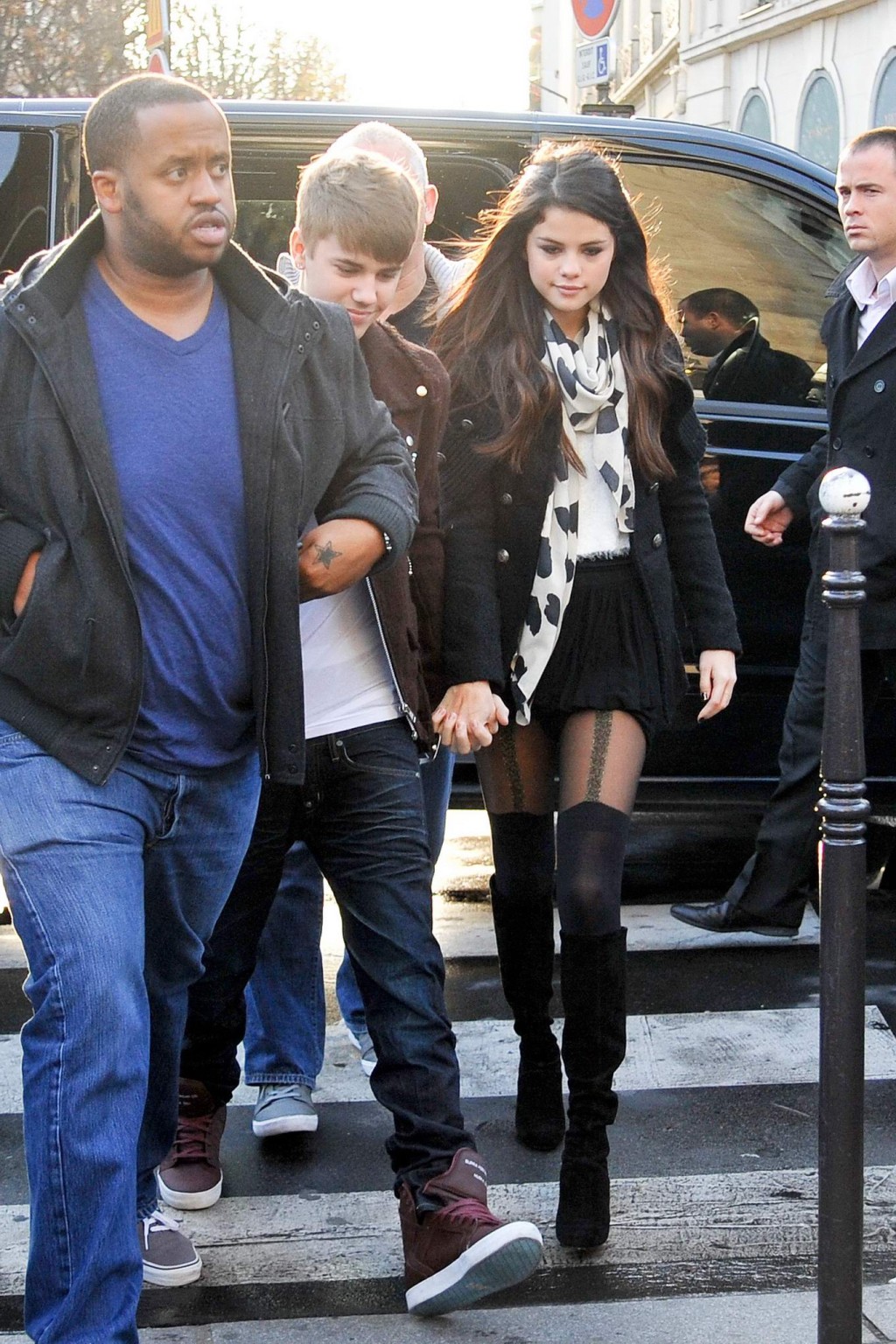 Selena Gomez leggy wearing mini skirt  stockings out in Paris #75282924