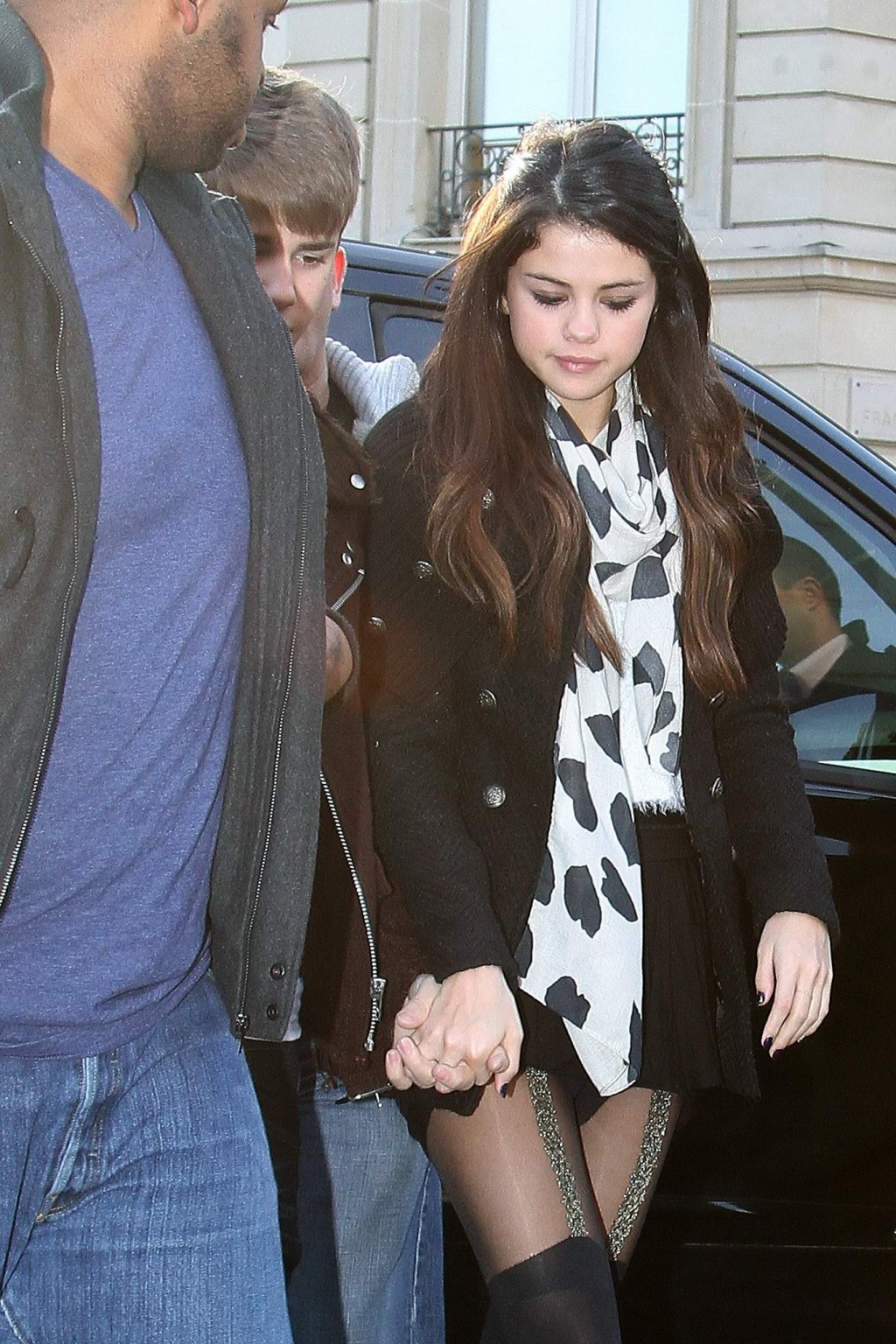 Selena Gomez leggy wearing mini skirt  stockings out in Paris #75282965