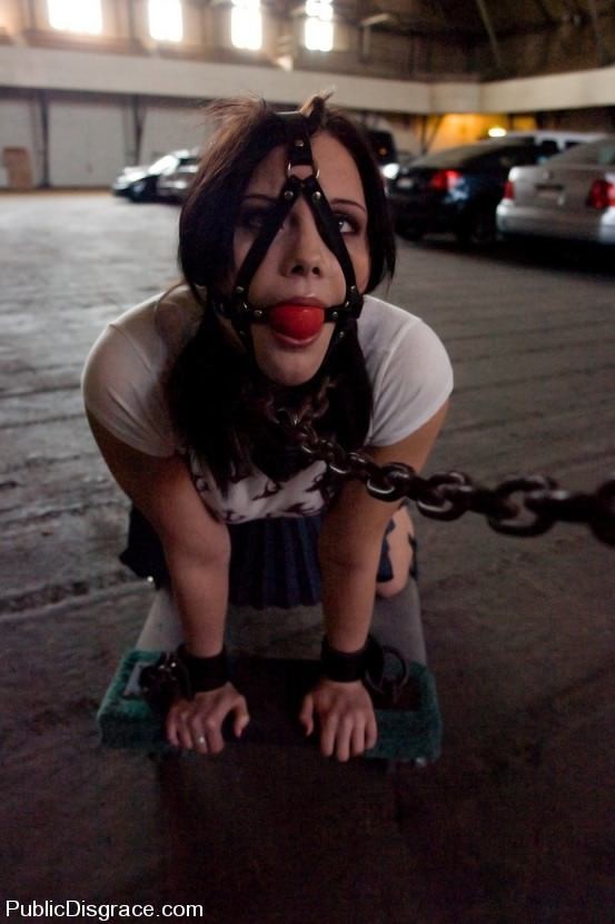 Sassy brunette does blowjob and fucked in public bondage #72178780