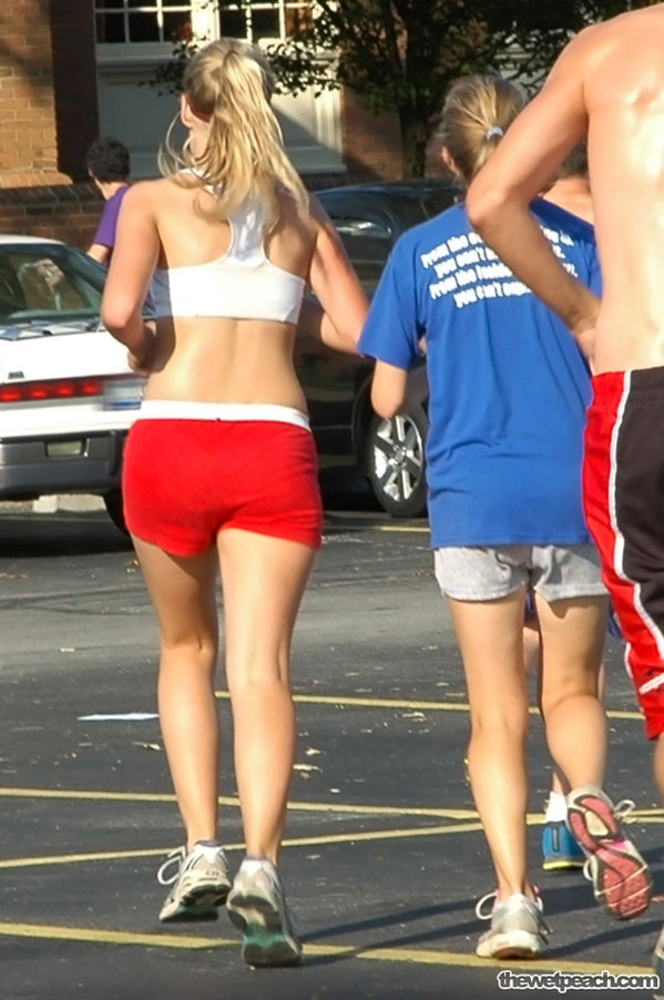 Candids of local tan college girls walking around campus in tiny shorts #72720178
