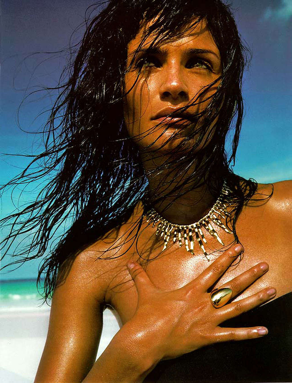 Helena Christensen exposing her nice tits on beach paparazzi shoots #75349450