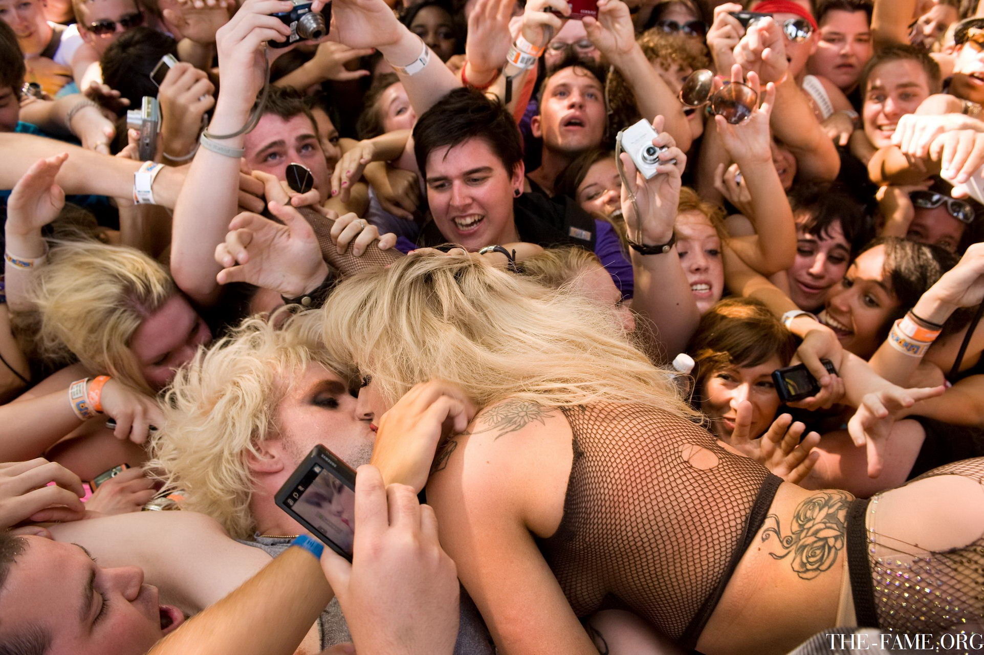 Lady Gaga crowd surfing at Lollapalooza wearing just fishnet  nip stickers #75337813