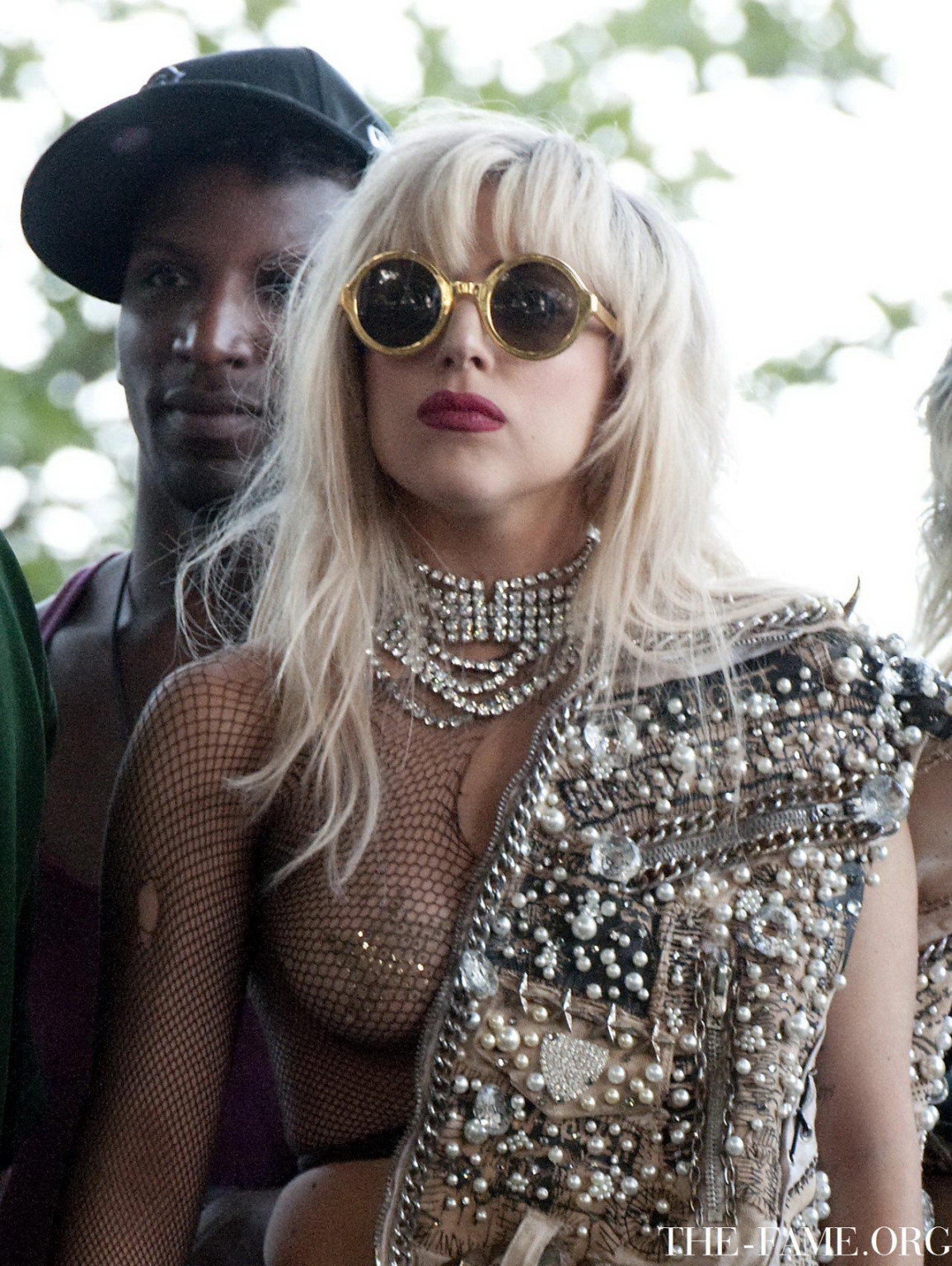 Lady Gaga crowd surfing at Lollapalooza wearing just fishnet  nip stickers #75337853