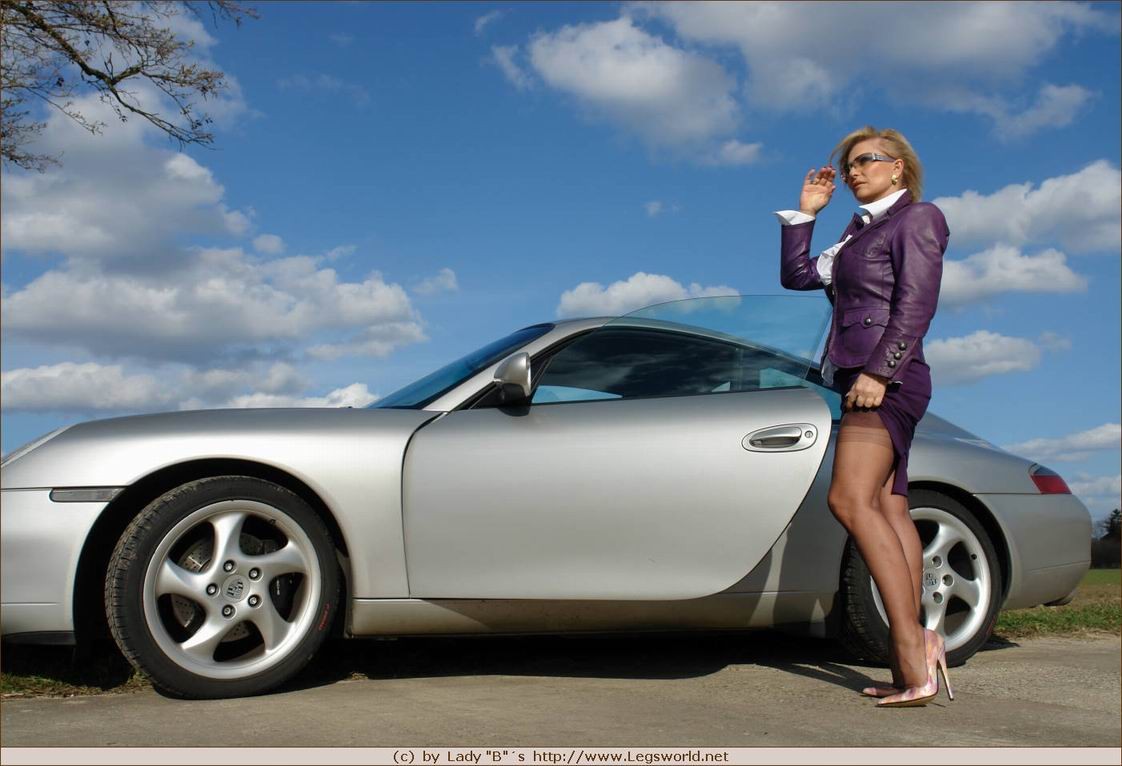 Busty german stocking lady Barbara with hot car #78019439