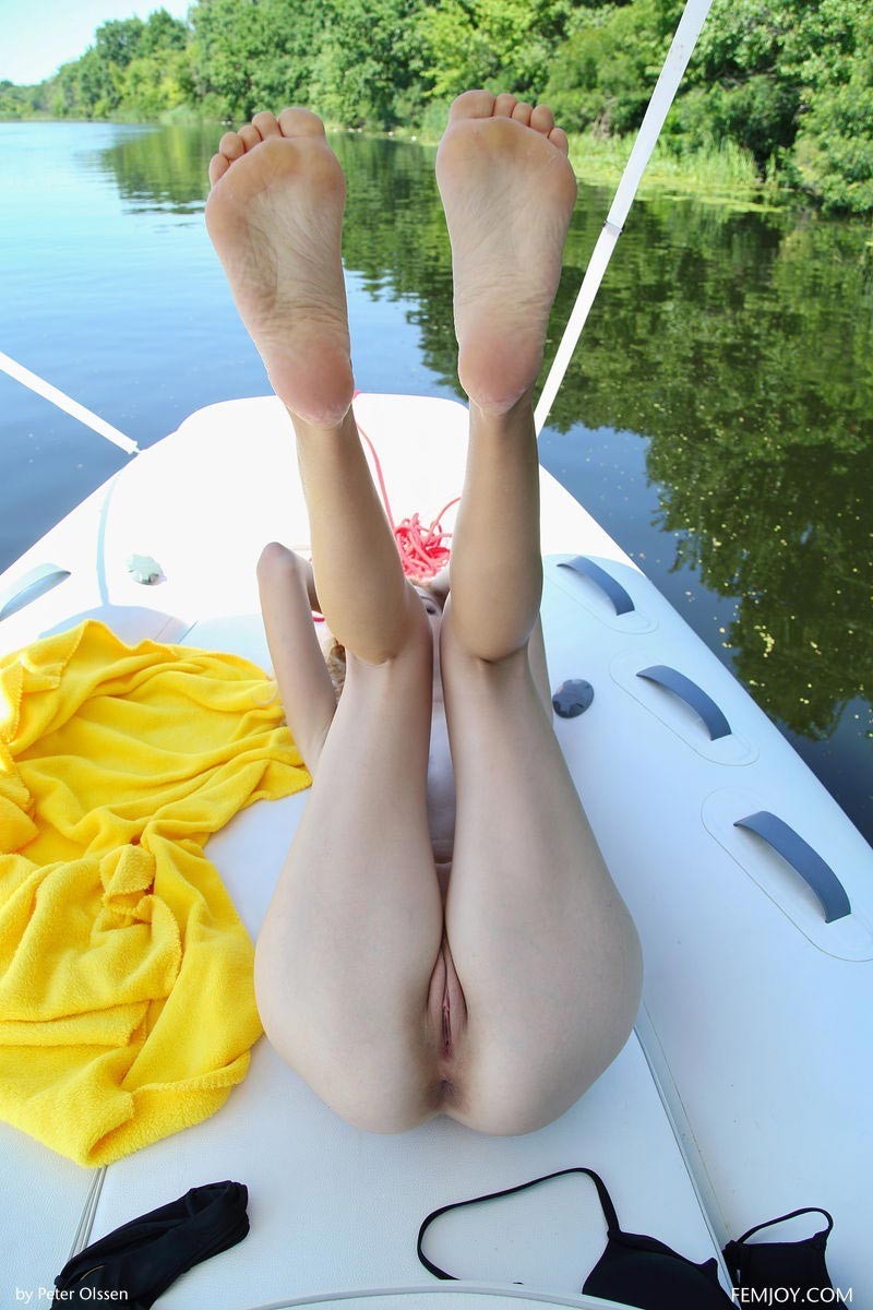 Hot blonde spreads on a boat #70715240