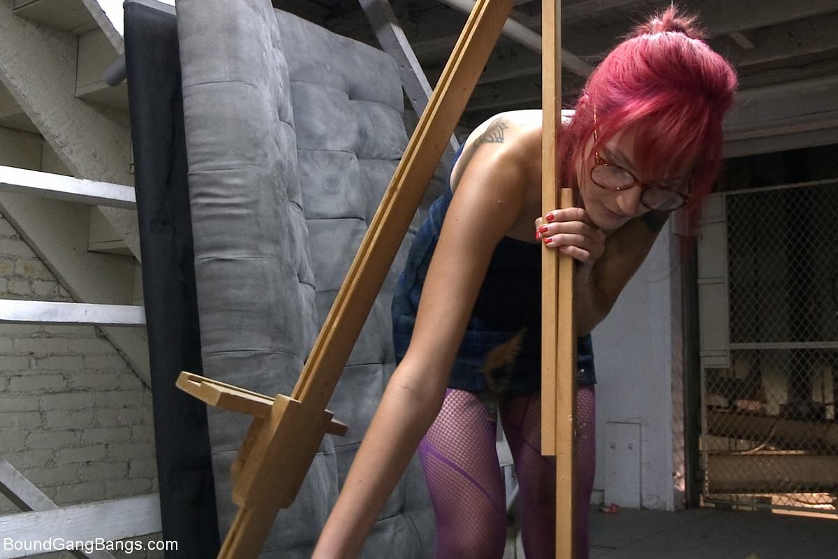 BDSM GANGBANG  Art Student Gangbang In Freight Elevator