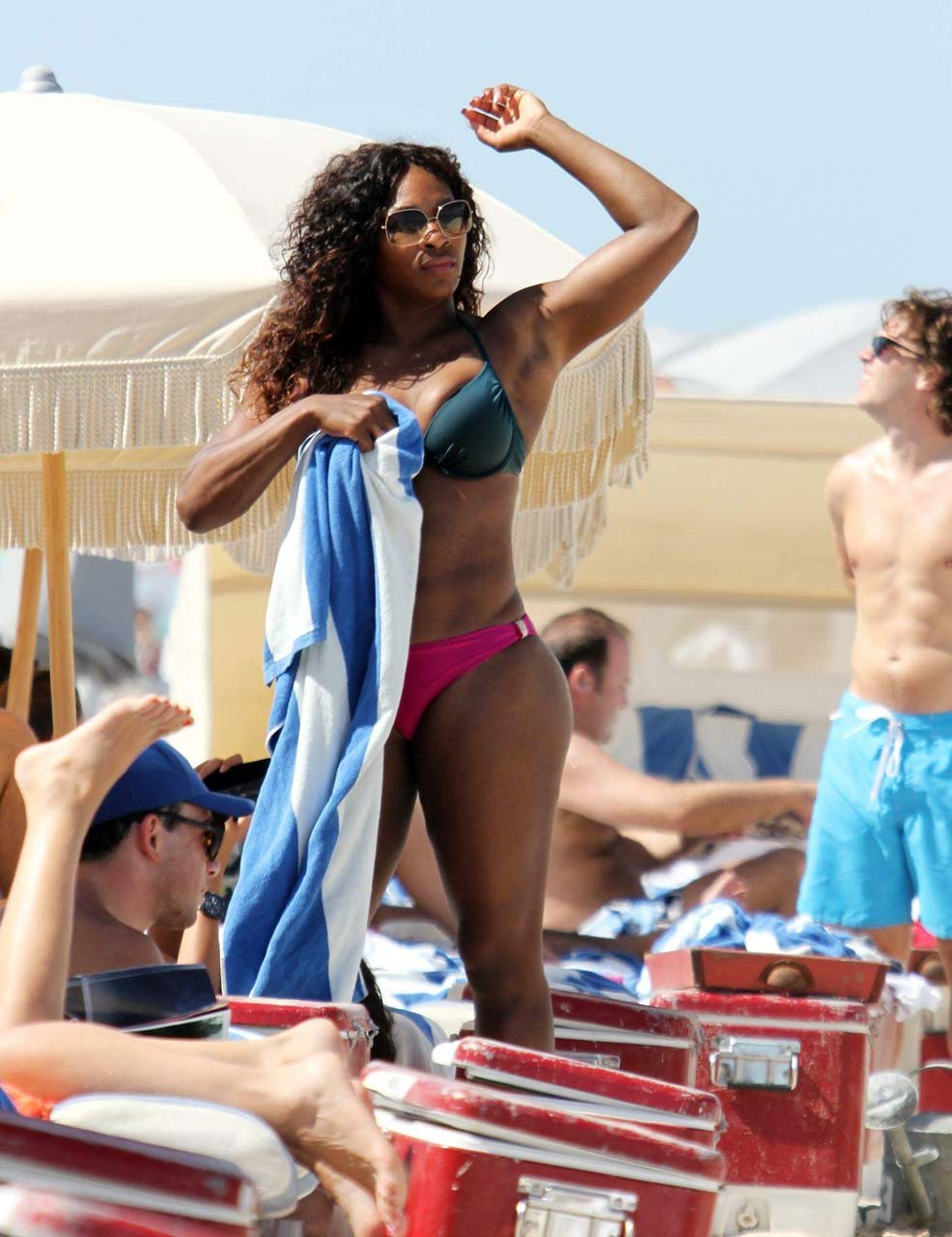 Serena Williams exposing sexy body and hot ass in bikini on beach #75296000