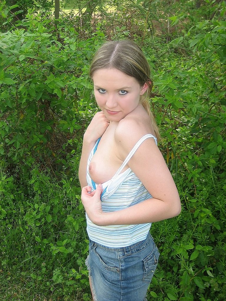 Petite teen flashing her little titties in playground #78654983