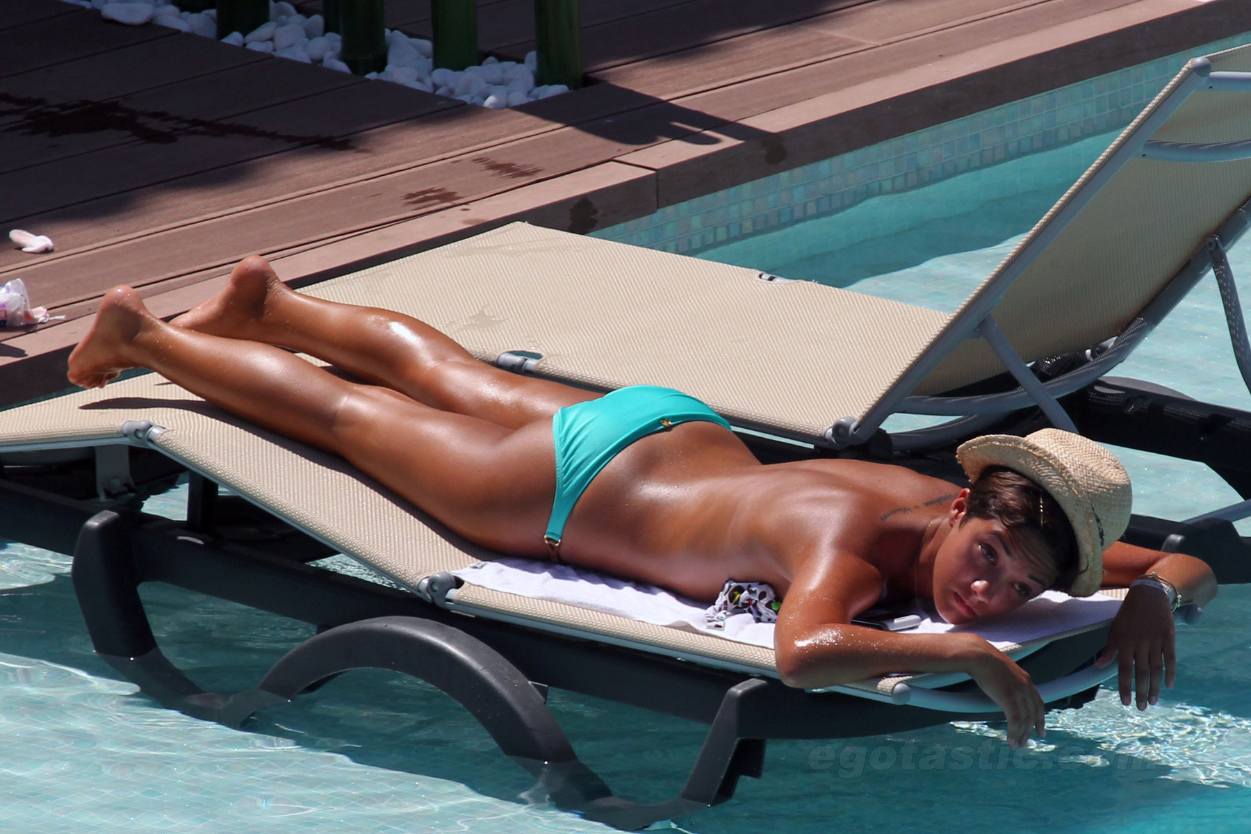 Frankie Sandford sunbathing topless on the beach in Ibiza #75295285
