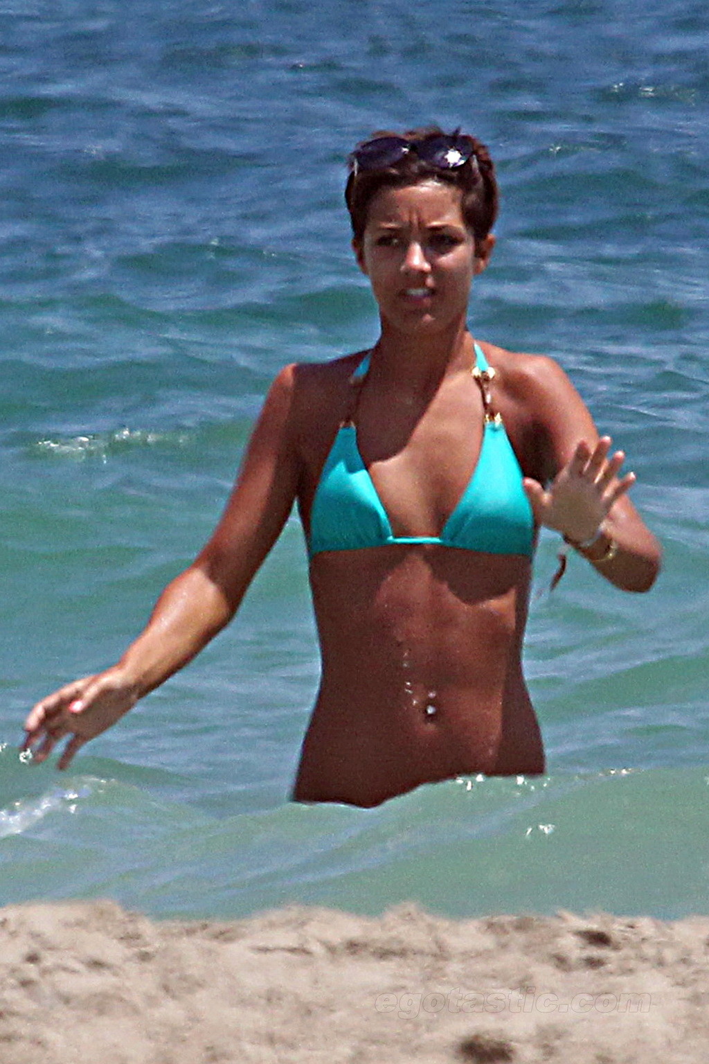 Frankie Sandford sunbathing topless on the beach in Ibiza #75295427