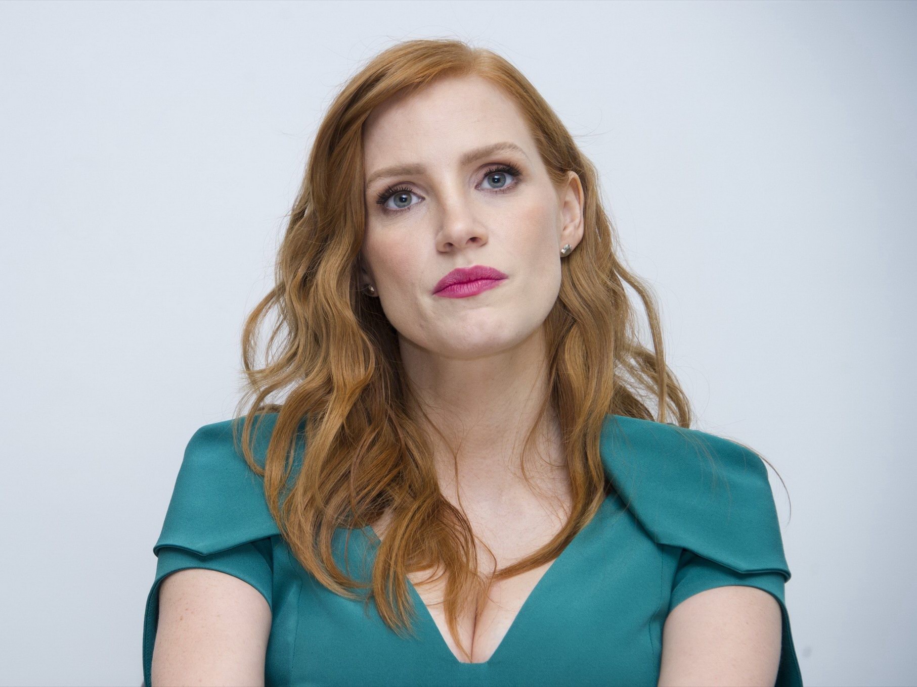 Jessica Chastain showing huge cleavage at A Most Violent Year photocall in Bever #75180201
