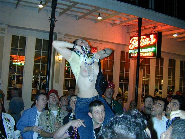 Wild and drunk babes showing their tits at the mardigras #76396750